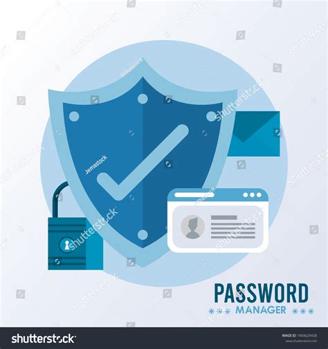 Password Manager Theme Check Symbol Shield Stock Vector Royalty Free