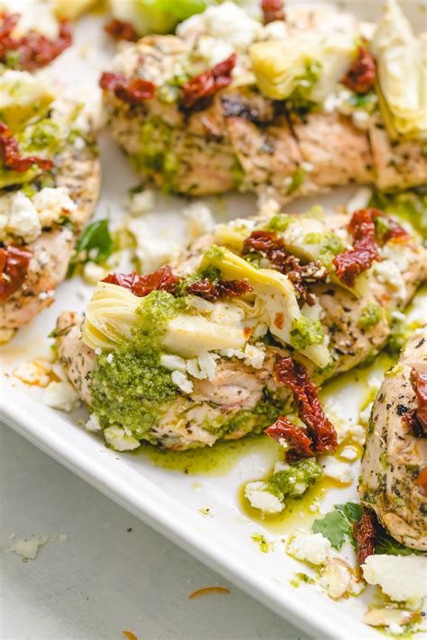 Best Grilled Chicken Recipe With Artichokes Sun Dried Tomatoes And Feta Andie Mitchell