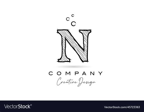 N black white alphabet letter logo icon Royalty Free Vector