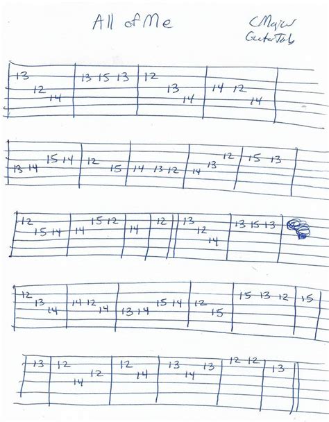 All Of Me Jazz Standard Guitar Melody Tab In C Major Ukulele Tabs Songs Guitar Chords