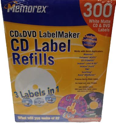 Pack Memorex Cd Dvd Complete Label Maker Kit White Matte Refills