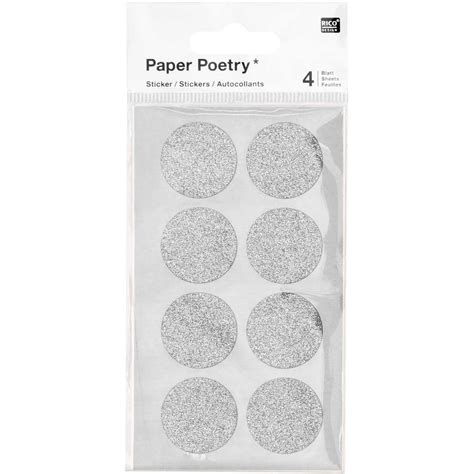 Paper Poetry Sticker Kreise Glitter Silber Blatt L