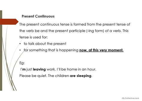 Present Continuous Grammar Guide English Esl Powerpoints