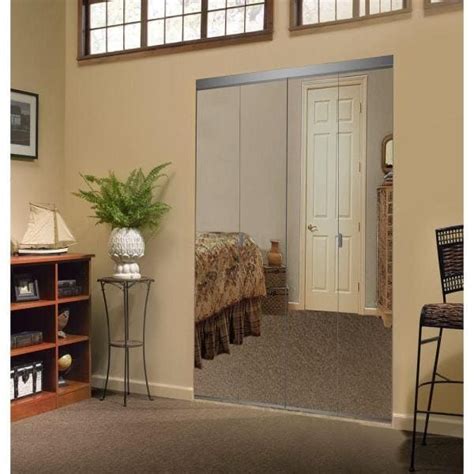 Impact Plus 54 In X 80 In Beveled Edge Mirror Solid Core Mdf Interior Closet Bi Fold Door With