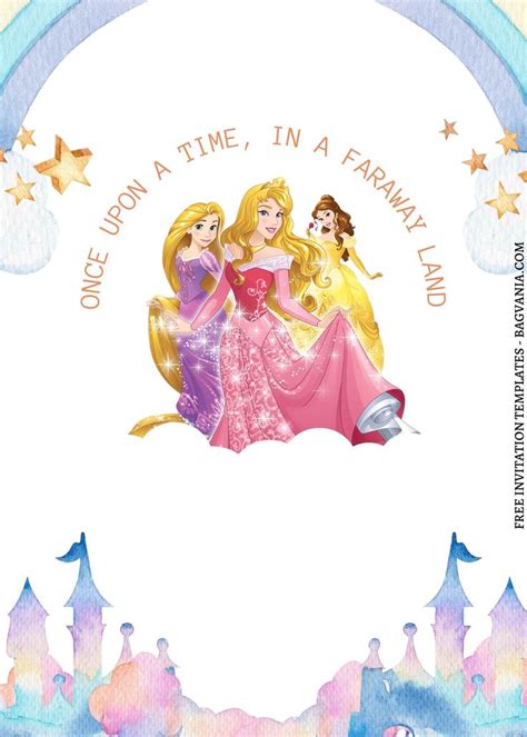 11 Fairy Tale Disney Princess Castle Canva Birthday Invitation Temp