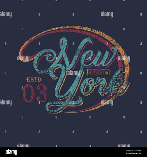 New York Typography Grunge Text Letter Vector Illustration Authentic