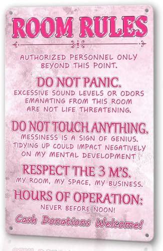 Pink Room Decor For Teen Girls Room Rules Sign Bedroom Door Decor Cute