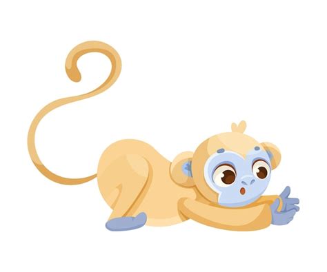 Premium Vector Cheerful Monkey Character With Prehensile Tail Looking