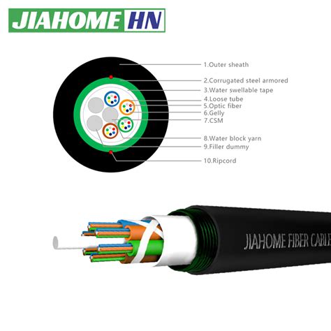 Core Fiber Optic Cable Outdoor Underground Steel Armored Cable