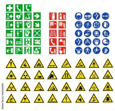 Iso Sign Warning Set Symbol Safety Stock Vector Adobe Stock