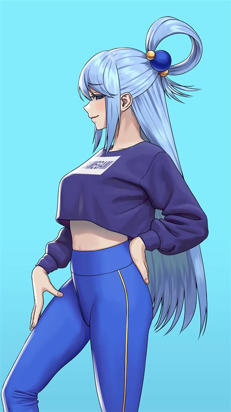 Thighs Big Boobs Long Hair Blue Hair Kono Subarashii Sekai Ni Shukufuku Wo Anime Girls