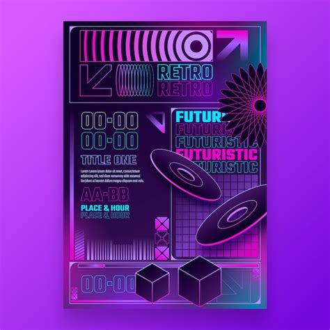 Premium Vector Retro Futuristic Vertical Poster Template