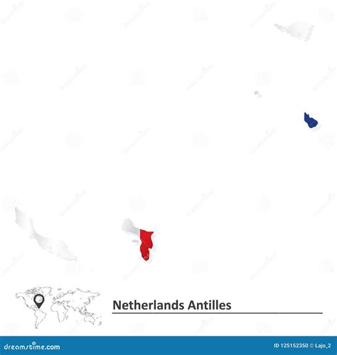 Map of Netherlands Antilles with Flag Stock Vector - Illustration of
