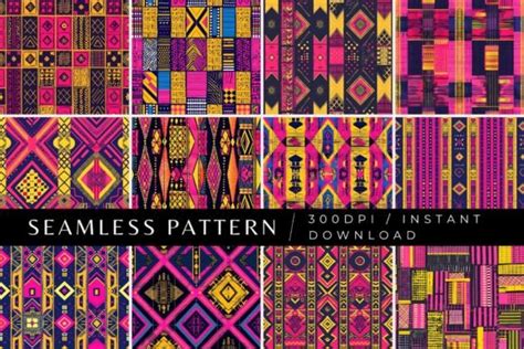 Fuchsia African Kente Patterns Graphic By Inknfolly Creative Fabrica