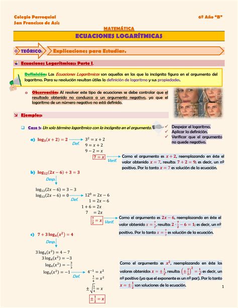 Solution Ecuaciones Logaritmicas Teorico Studypool