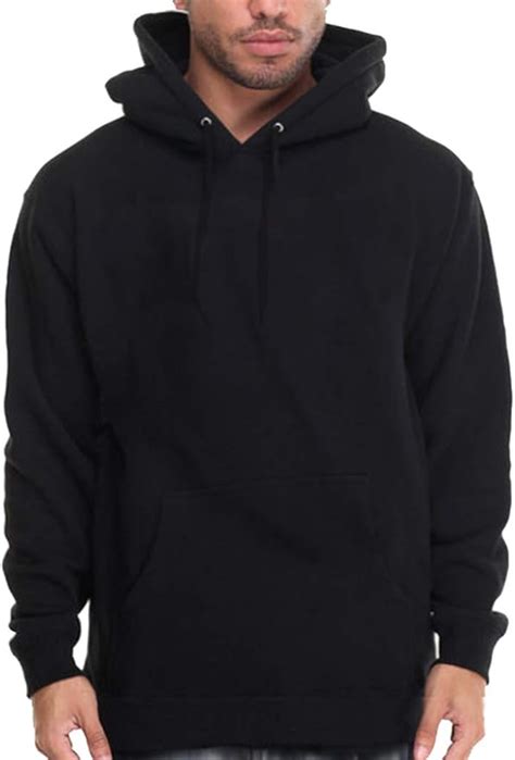 Calidesign Mens Plain Black Hoodie Pullover Sweatshirt