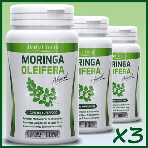 3 X Moringa Oleifera LEAF EXTRACT Capsules 10 000mg IMMUNE BOOST SUPER