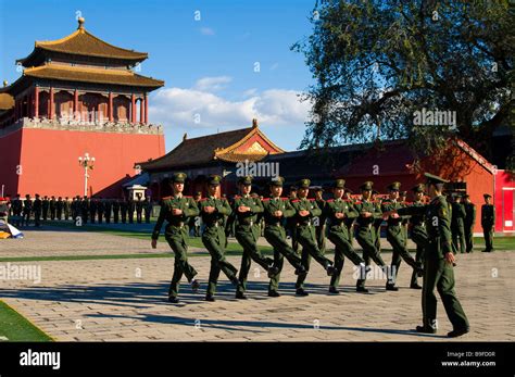 Red Army Marching Forbidden City Beijing China Stock Photo Alamy