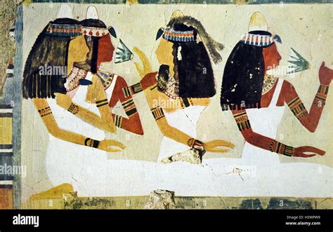 Egyptian Tomb Wall Painting From Thebes Luxor Dated 11th Century Bc