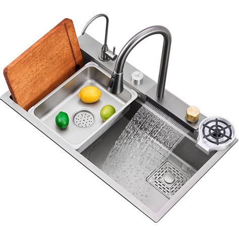 Buy Kitchen sink stainless steel flying rain waterfall sink household ...