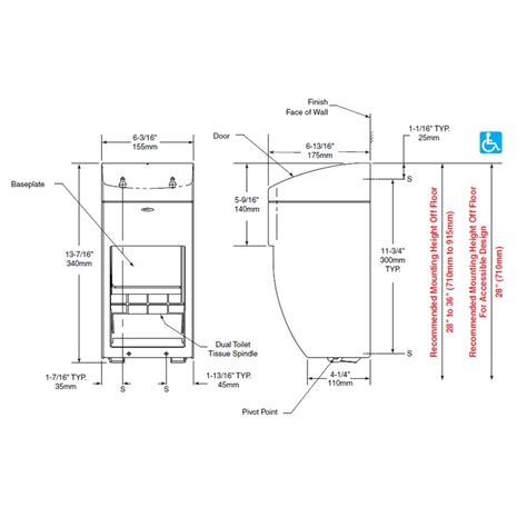 Bobrick B Matrixseries Surface Mounted Multi Roll Toilet Tissue