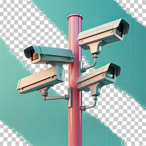 Premium Psd Cctv Cameras On Isolated Poles In A Tech Setting