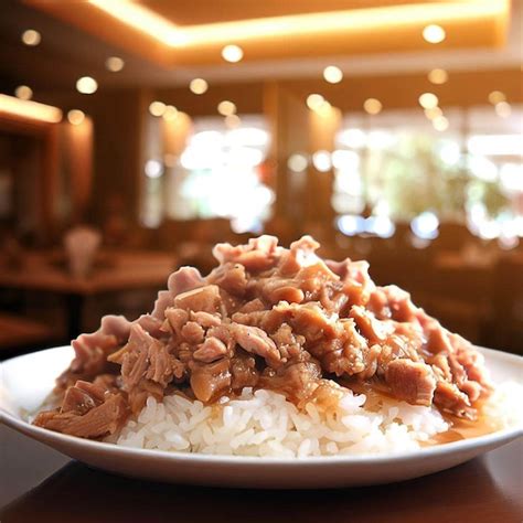 Un Plato De Comida Con Arroz Y Carne Foto Premium