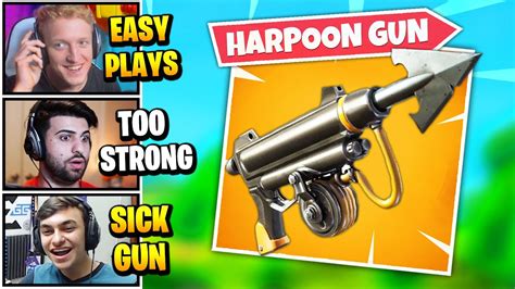 Streamers Using The New Harpoon Gun Fortnite Battle Royale Youtube