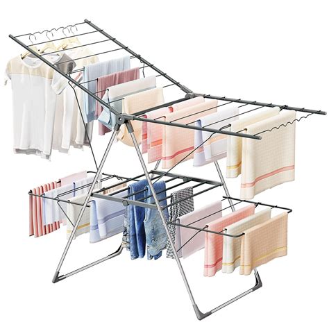 Bigzzia Clothes Drying Rack 2 Level Laundry Drying Rack Collapsible