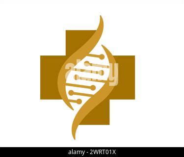 Cross With Genetic Dna Symbol Logo Design Vector Template Healthcare