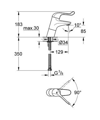 Grohe Euroeco Speciál egykaros orvosi csaptelep 32790 000 (32790000 ...