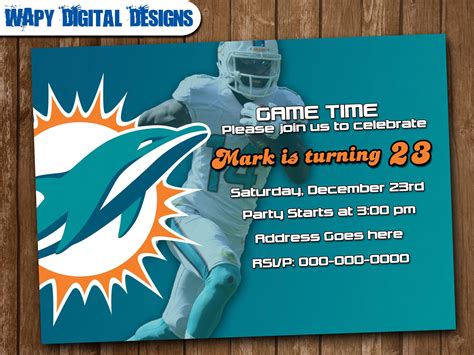 Miami Dolphins Model 2 Digital Party Invitation Customize Digital