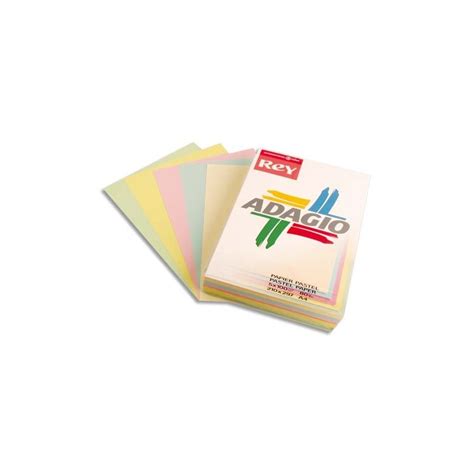 Ramette 5 X 50 Feuilles Papier Assortis Pastel Vif A4 160g Adagio