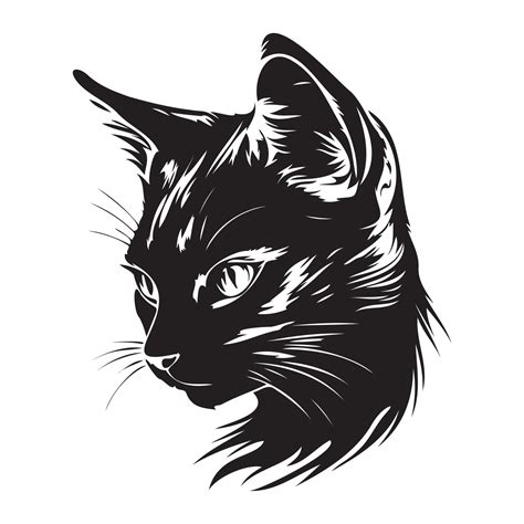 Cat Face Silhouettes Cat Face Svg Black And White Cat Vector