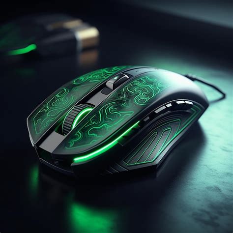 Premium Photo | A black and green mouse with a green light on it