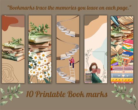 Printable Book Bookmarks Printable Bookmarks Setdigital Etsy