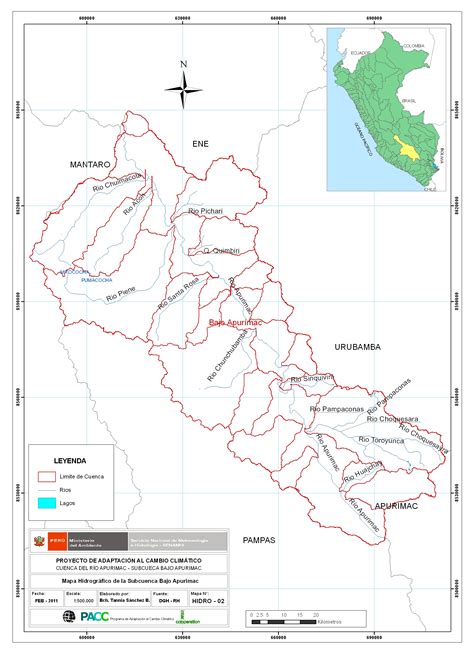 Mapa Hidrogr Fico De La Cuenca Del R O Apur Mac Subcuenca Bajo