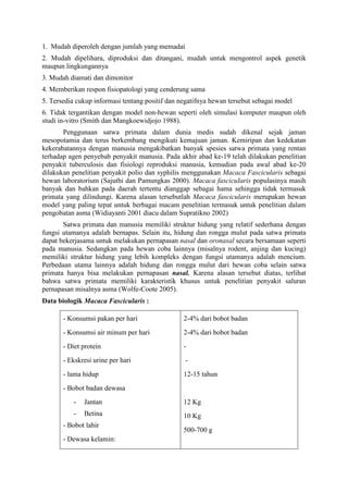 Monyet Sebagai Hewan Coba Pdf