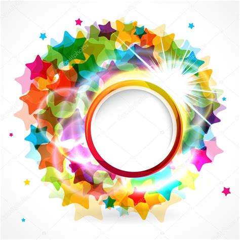 Colorful Star Background With Rounded Frame — Stock Vector