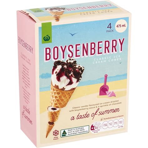 Woolworths Ice Cream Cones Boysenberry 475ml Bunch