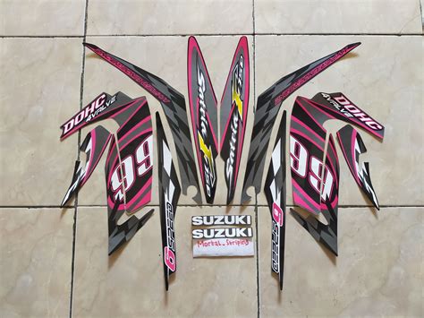 STIKER STRIPING LES LIS BODI SATRIA FU F 150 99 TAHUN 2012 BARONG HITAM