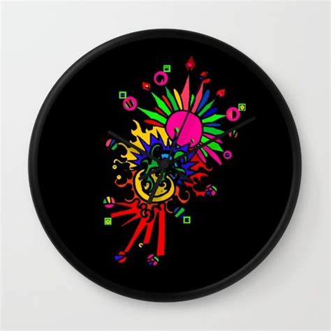 Wall Clocks Explosion White Frame Time Piece Society6 Wall Decor