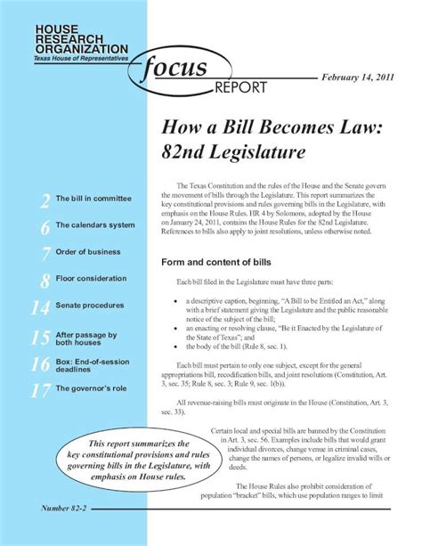 Pdf How A Bill Becomes Law 82nd Legislature Hrohow A Bill Becomes