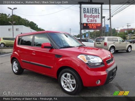 Molten Red 2010 Kia Soul Black Soul Logo Cloth Interior