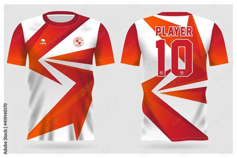 Red White Sports Jersey Template For Team Uniforms And Soccer T Shirt