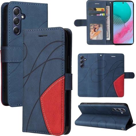 Étui en cuir PU premium pour Samsung Galaxy M54 bleu pochette