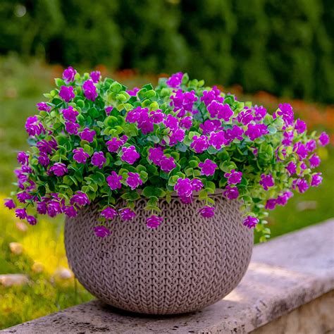 Viworld Garden Decor Uv Resistant Artificial Flowers Pcs Magenta