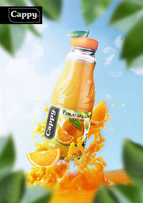 Cappy Orange Juice Advert On Behance Juice Packaging Food Poster