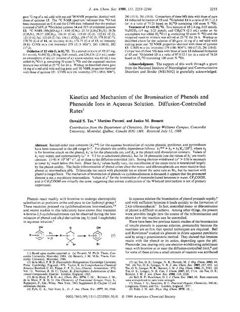 Pdf Kinetics And Mechanism Of The Bromination Of Phenols And