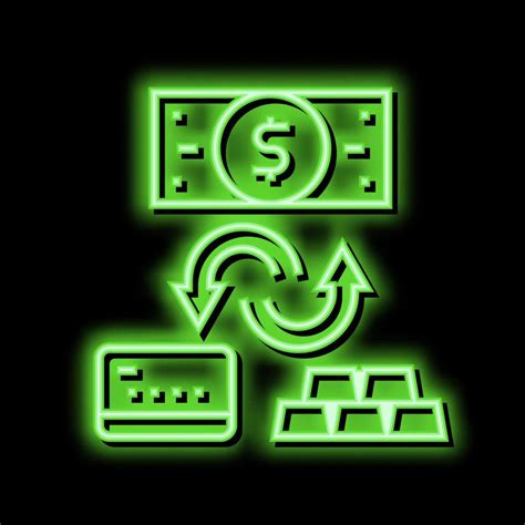 Cash Exchange On Gold And Electronic Money Neon Glow Icon Illustration